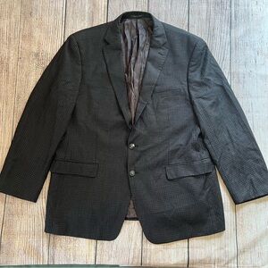 Calvin Klein Blazer Mens 46R Extreme SlimFit Black Gray Check 100% Wool 2 Button